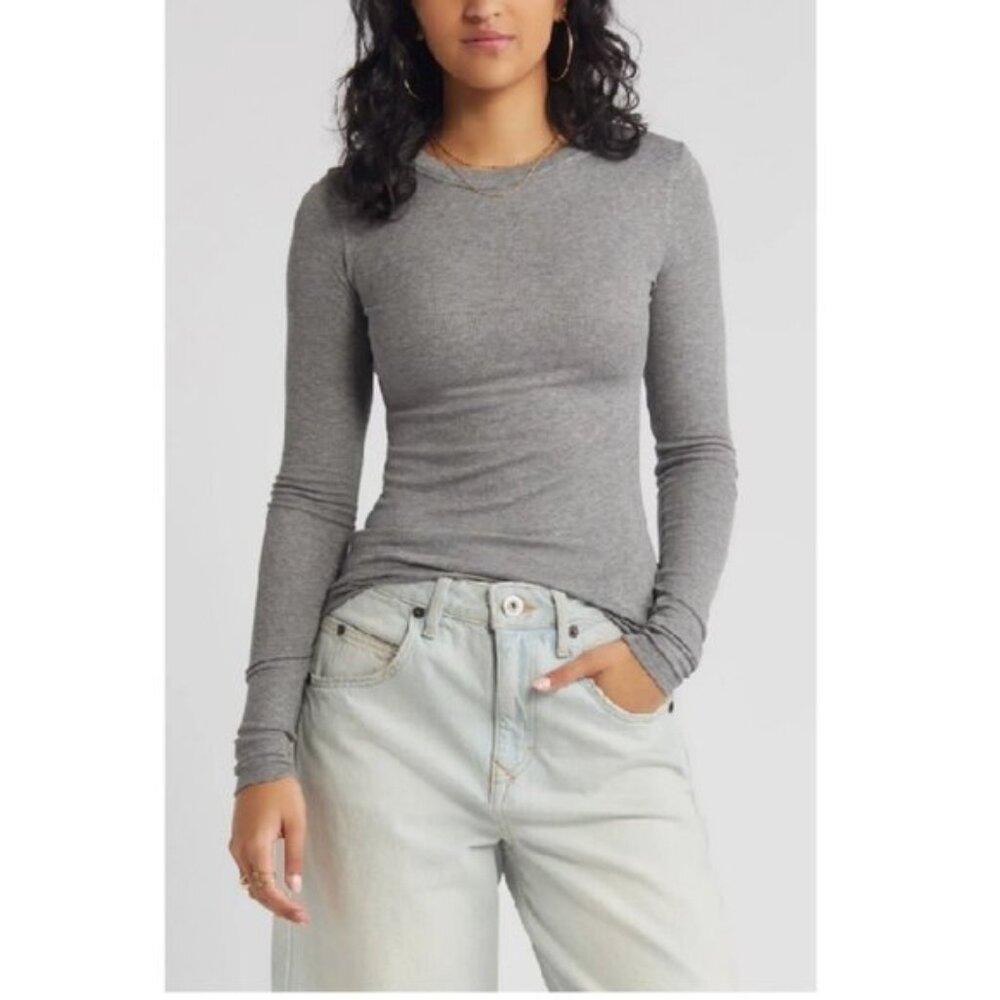 BP.  Women's Gray Long Sleeve Top